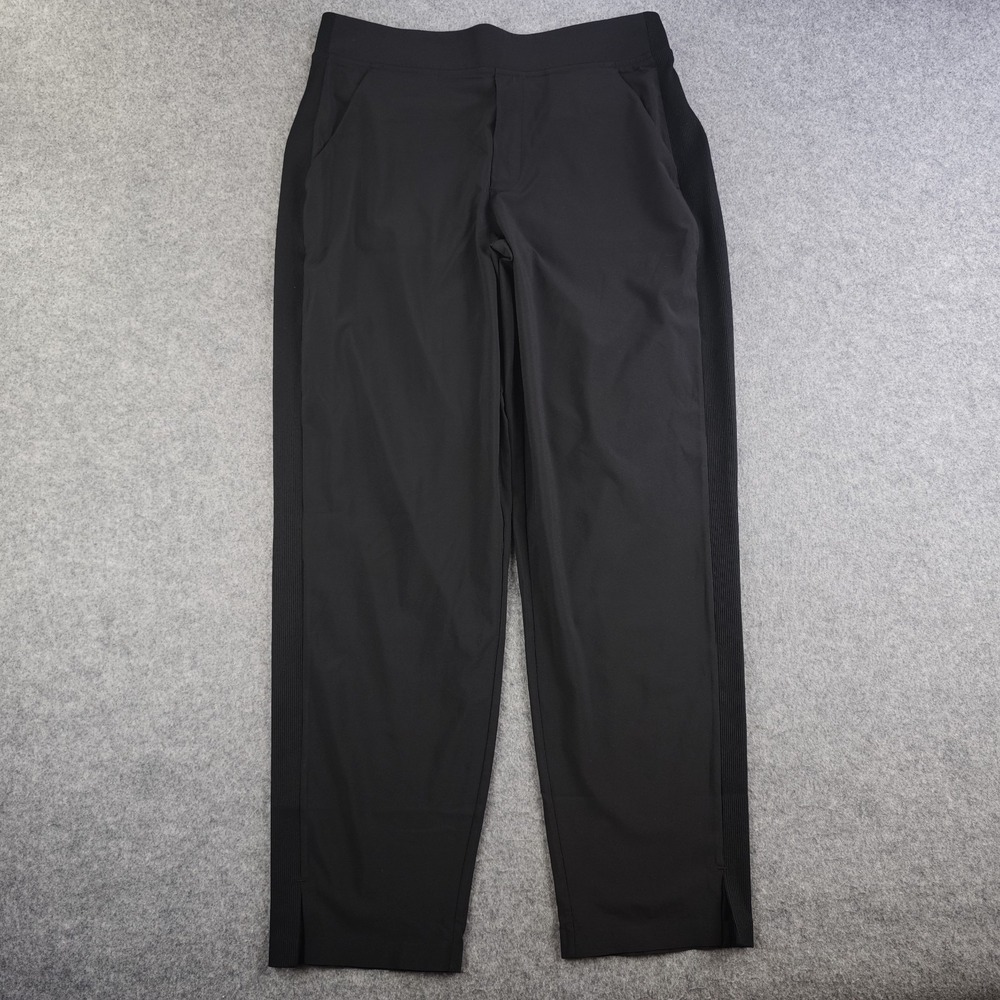 Athleta Brooklyn Mid Rise Ankle Pants Women's 6 Black Ribbed Side Panel Stretch